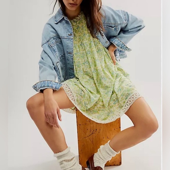 Free People Shea Printed Undersea Combo Button Back Closure Mini Dress M - Picture 4 of 16